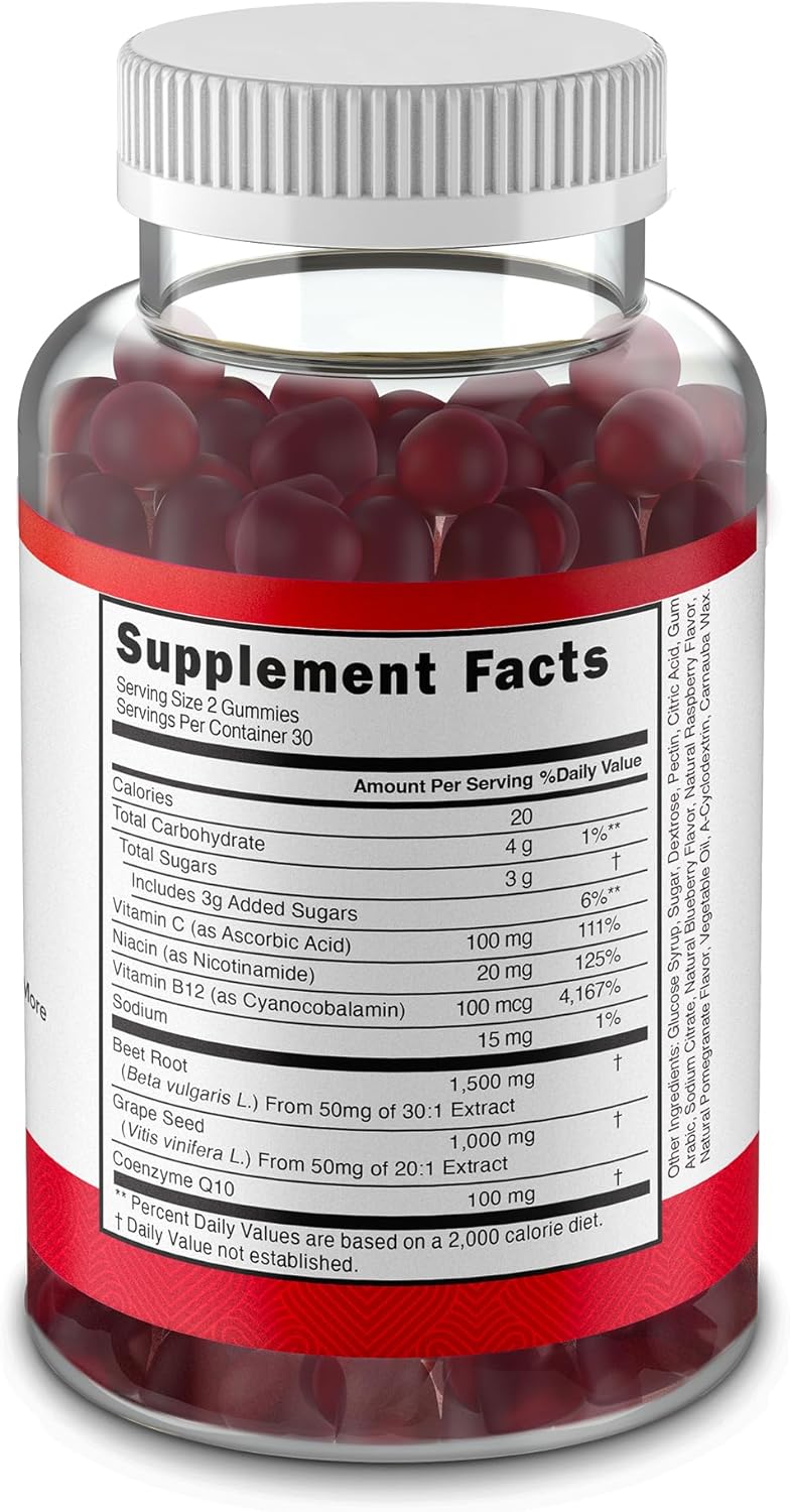 Beet Root Gummies with Grape Seed Extract, 60 Count