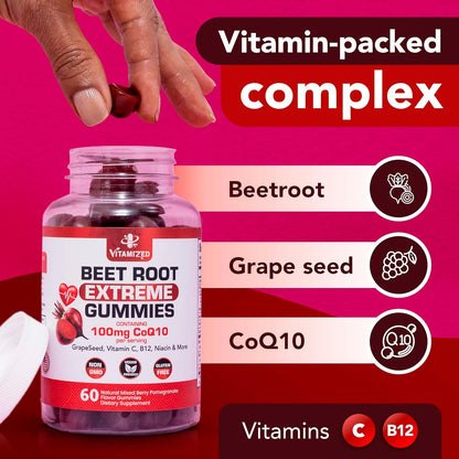 Beet Root Extreme Gummies with CoQ10, 60 Count