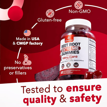 Beet Root Gummies with Grape Seed Extract, 60 Count