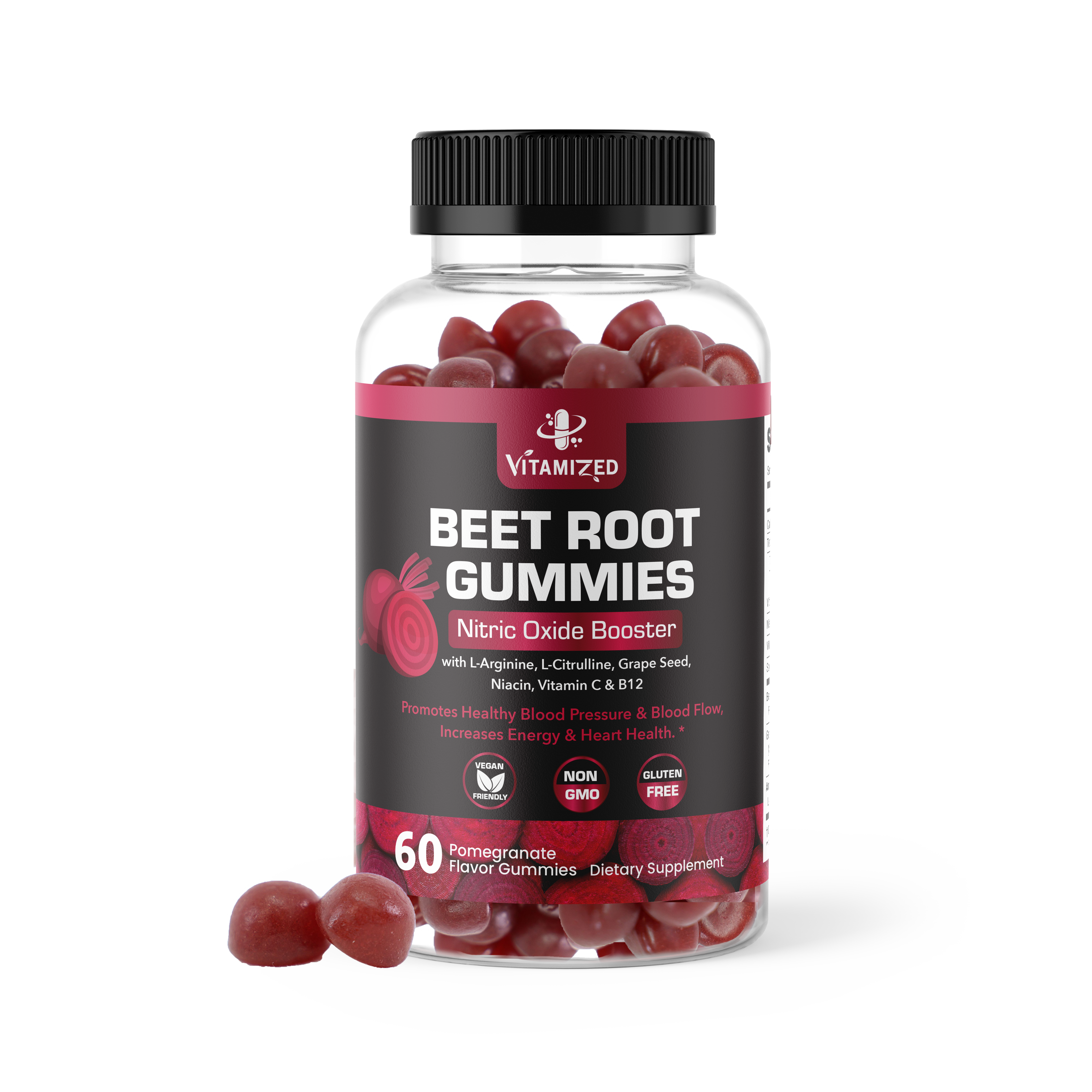 Beet Root Gummies with Grape Seed Extract - 60 Count