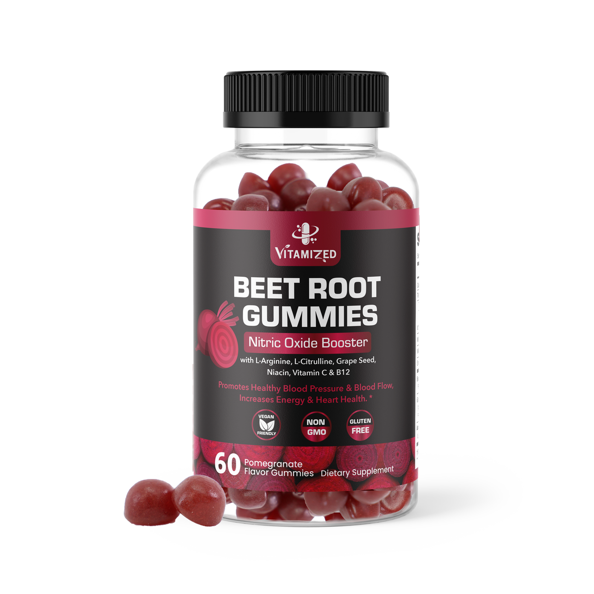 Beet Root Gummies with Grape Seed Extract - 60 Count